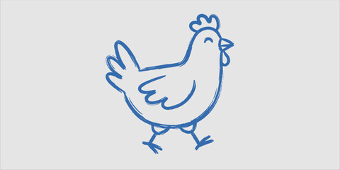 Fototapeta premium Collection of cute chicken and poultry line icons featuring farm animals and walking country birds