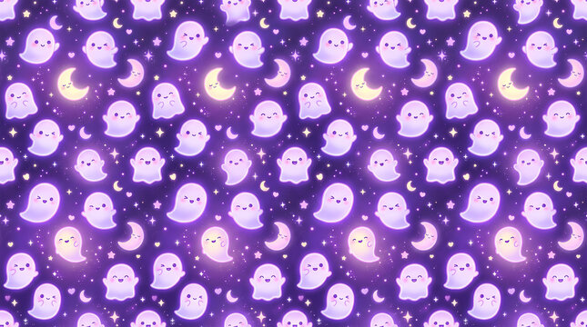 Cute ghost pattern wallpaper for halloween