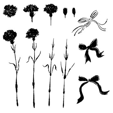 Carnation Flower Corner Frame Decoration Vector