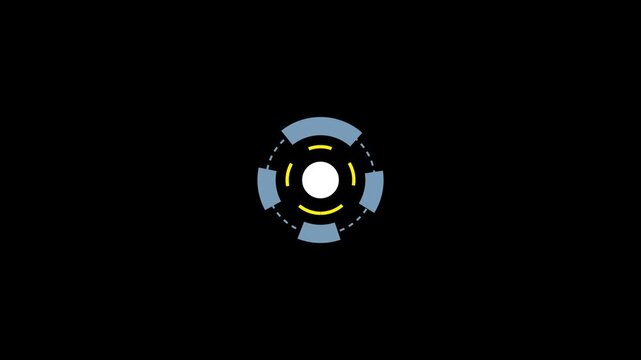 Futuristic Circular HUD Loading Animation on Dark Background 4K Motion Graphics...Futuristic Circular HUD Interface Loading Animation on Dark Background 4K Video.