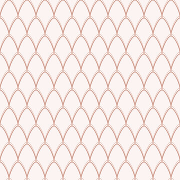 Seamless pattern of interlocking light brown arches on a pale pink background