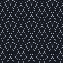 Seamless pattern featuring light gray fish scale arches on a dark gray background © dipu