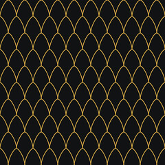 Seamless pattern featuring yellow fish scale arches on a dark charcoal background © dipu