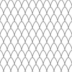 Seamless pattern featuring repeating black fish scale arcs on a clean white background © dipu