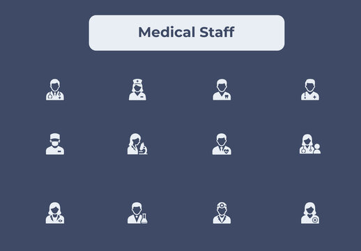 Medical Staff and Healthcare Professionals Icon Set