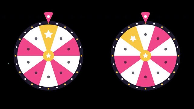 Casino prize wheel win and lose animation on transparent background