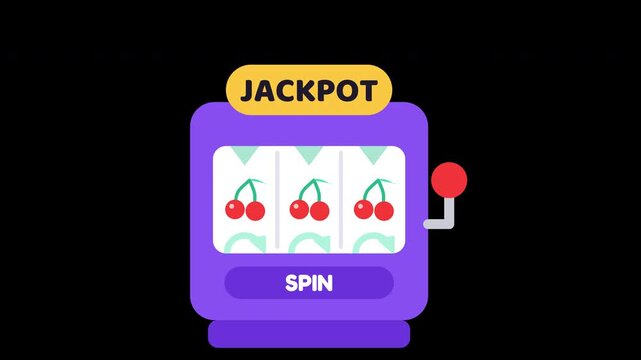 Slot machine jackpot win and lose set on transparent background