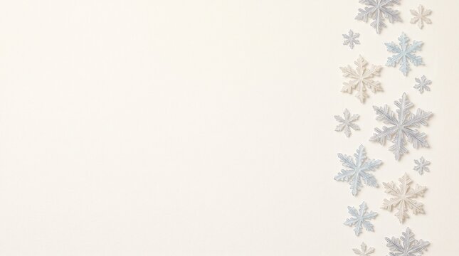 Elegant snowflakes design on soft cream background for winter holiday