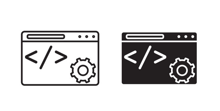 Web development icon flat outline in black
