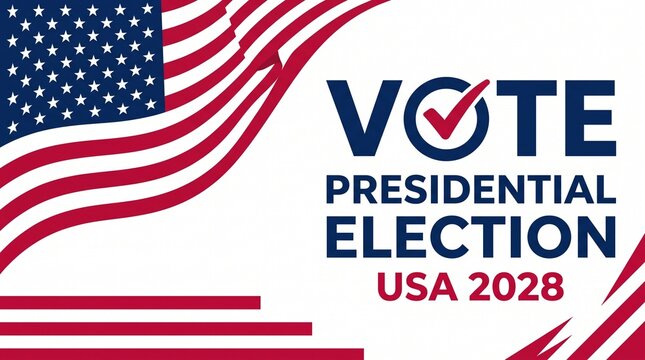Vote presidential election usa 2028 graphic design with american flag
