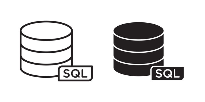 SQL icon flat outline in black