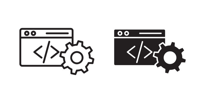 Web development icon flat outline in black