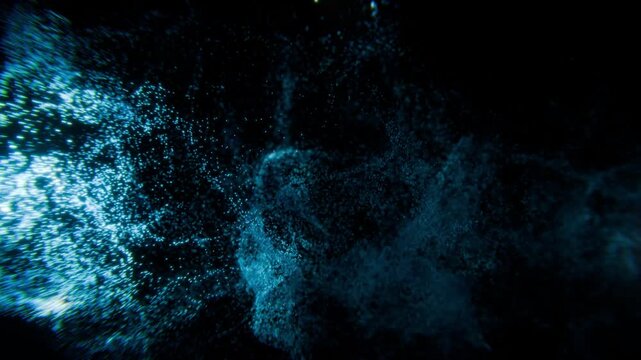 Particle nebula loop ocean cloud particles dust smoke explosion cosmic ideal for presentation backgrounds web headers social media posts music covers live streams and digital design projects
