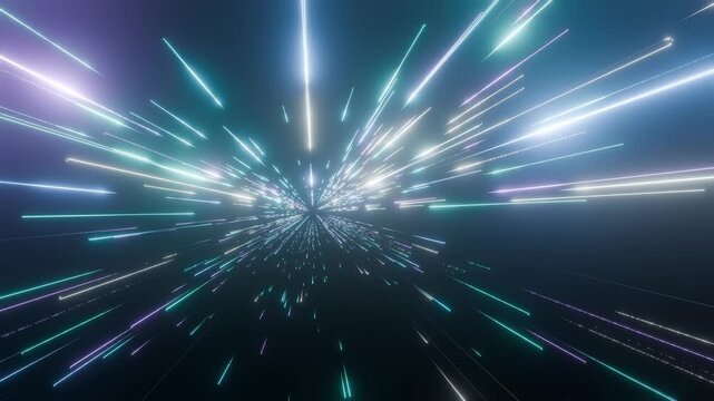 Glowing light loop warp streaks particles trails motion speed bokeh ideal for presentation backgrounds web headers social media posts music covers title sequences and digital design projects