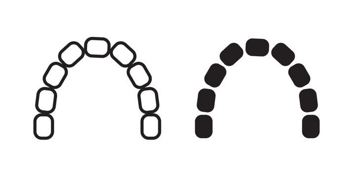 Lingual braces icon flat outline in black