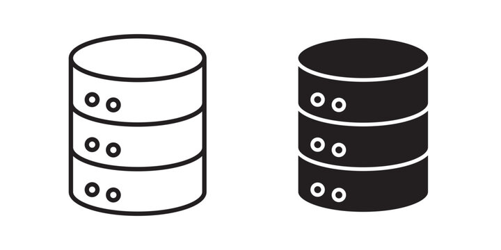 Database icon flat outline in black