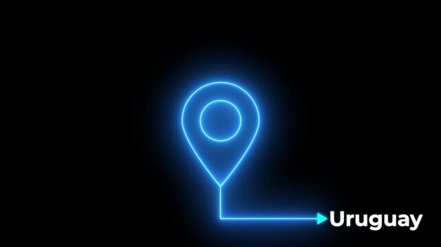 The name of the place with the location has been displayed on solid background.Uruguay map location pin animation.GPS location tracking animation.