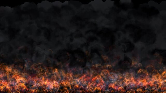 Vivid Flames And Smoke Rising Against Alpha Channel Background