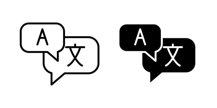 Translator icon flat outline in black