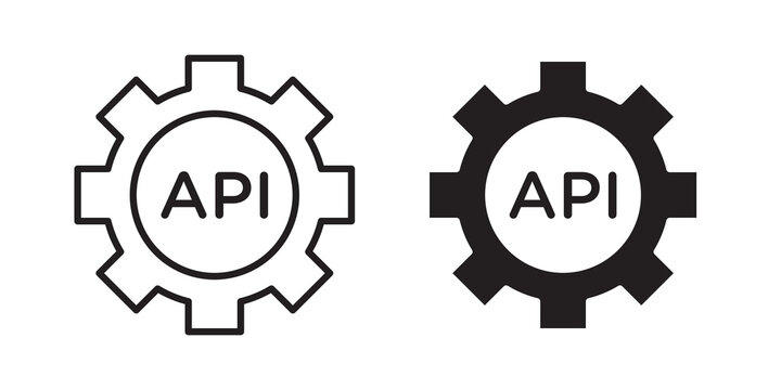 API icon flat outline in black