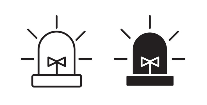 Siren icon flat outline in black