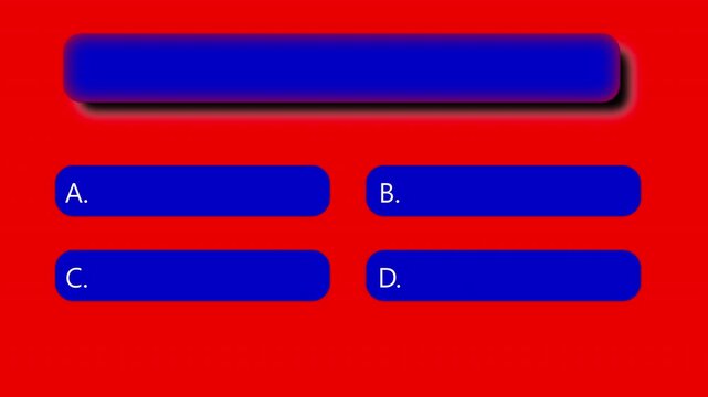 Interactive quiz show UI template with multiple choice options A B C D and progress bar vector animation asset   