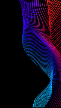 Abstract Vertical Neon Wave Lines Gradient Dark Background