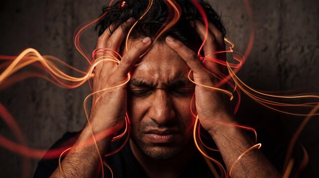 Man Suffering from Severe Migraine and Mental Stress