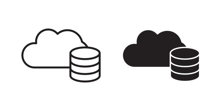 Cloud server icon flat outline in black