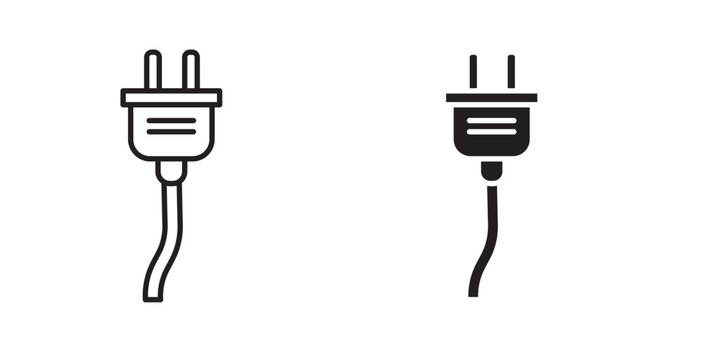 Plug icon flat outline in black