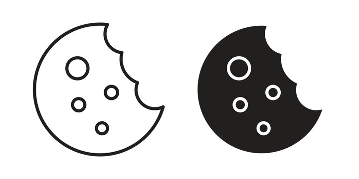 Cookie icon flat outline in black