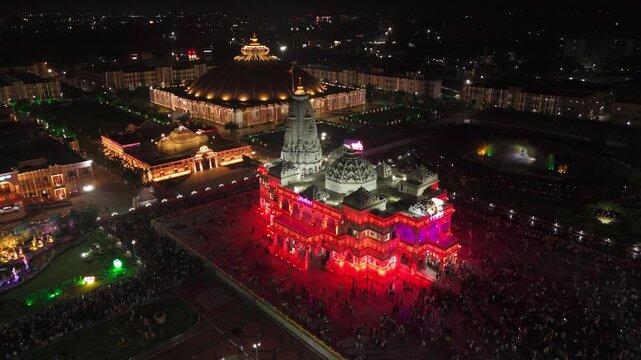 PREM MANDIR- AERIAL DRONE VIEW OF TEMPLE IN VRINDAVAN