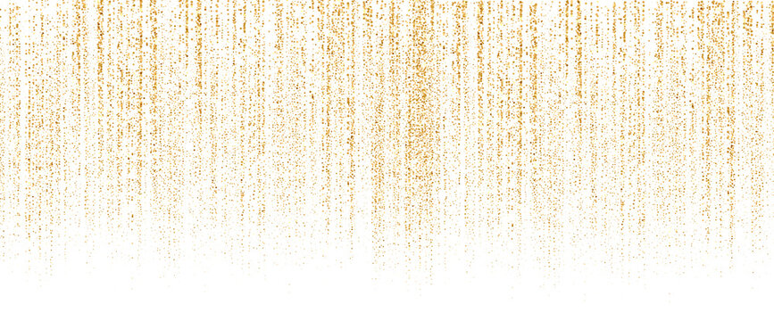 Vertical streams of tiny amber specks cascading downward and fading toward the bottom, creating an elegant shimmering curtain for festive luxury design compositions