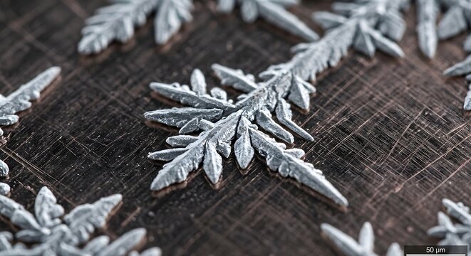 Macro photography of lithium dendrite crystals on smooth brushed copper foil
