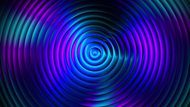 Glowing blue and purple concentric circles expanding outward in hypnotic rhythm creating futuristic cybernetic abstract visual patterns seamlessly