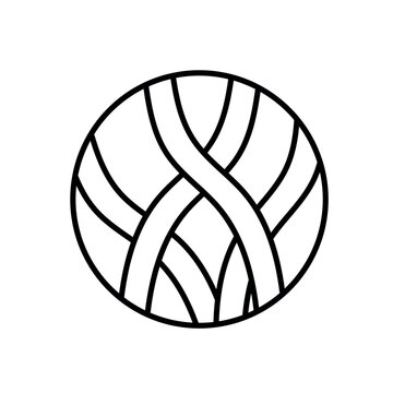 Dietary fiber icon with intertwined plant fiber strands inside a circle, line vector icon with editable stroke.