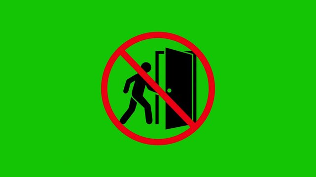 Isolated sign of do not enter sign, no trespassing, authorized personnel only, prohibit people from passing sign, 4k motion graphics video animation isolated on green background