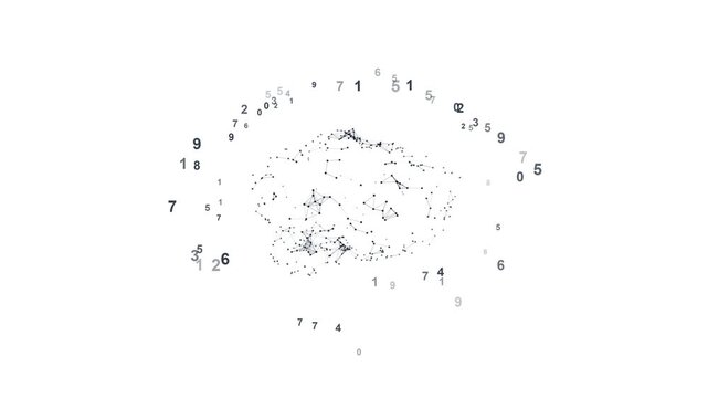 Human brain digital neural networks with rotating data numbers. 4K
