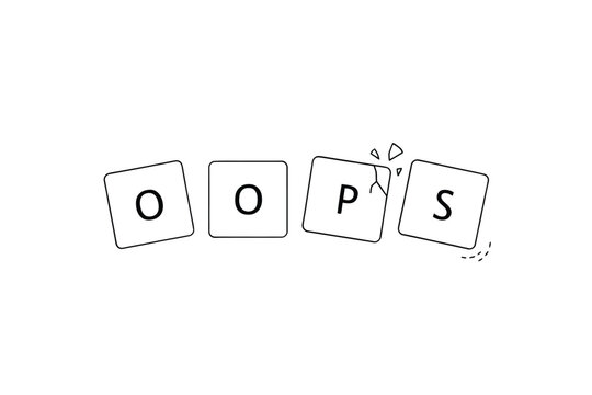 Keyboard keys spelling oops in a simple black line illustration