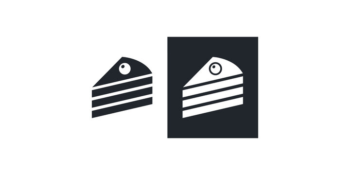 Piece of cake with circular topping icon for bakery menu and food business visual communication.