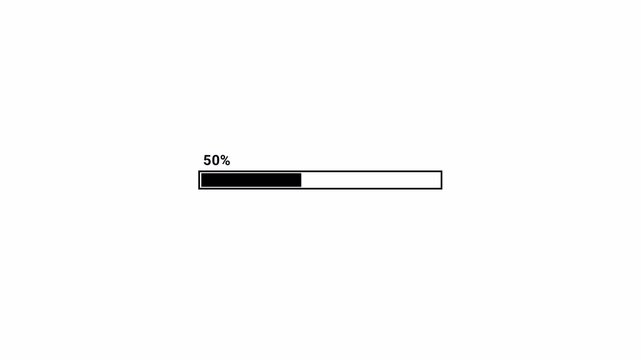 100% Loading Bar Progress Indicator Animation on Transparent Background,Simple Progress Bar Animation from 0% to 100%, Isolated on Transparent Background,Website Loading Progress Bar Animation.