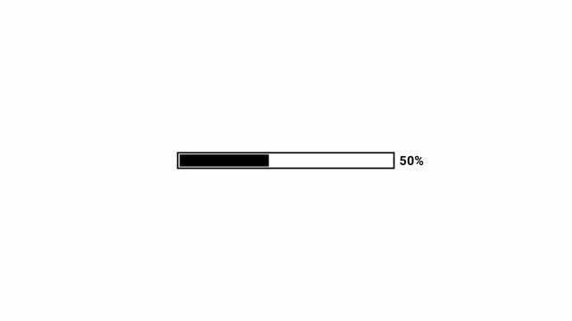 100% Loading Bar Progress Indicator Animation on Transparent Background,Simple Progress Bar Animation from 0% to 100%, Isolated on Transparent Background,Website Loading Progress Bar Animation.
