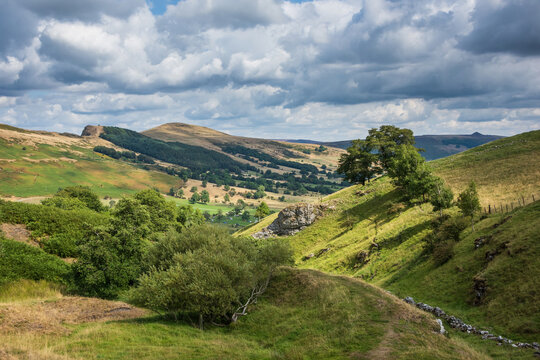 Lovely Summer landscape image of view along Great Ridge in Hiope Valley Peak District with Mam Tor in view