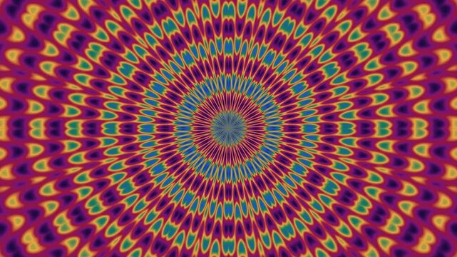 Seamless loop of rotating kaleidoscope mandala pattern in rich jewel tone colors background
