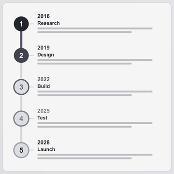Infographie de jalons sur une frise chronologique gris minimaliste