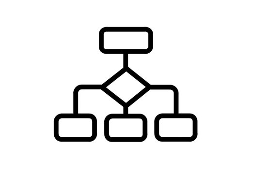 Organization chart icon with boxes and a diamond node