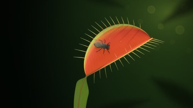 Venus Flytrap Snapping Shut on a Fly Macro Animation