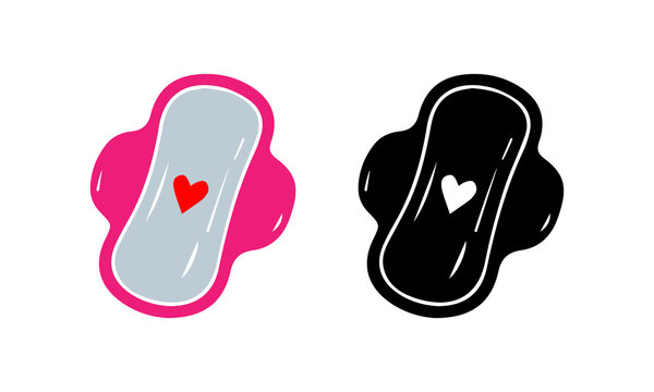 Menstrual Pads with Heart Symbols