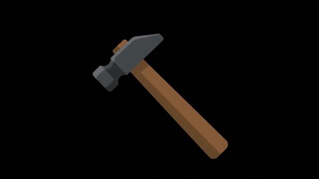 3d animated hammer on black background for construction and tool