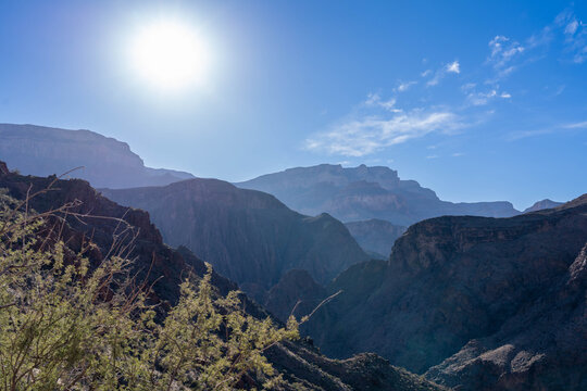 Bright Sunshine Over Cliff in the Grand Canyon on the Clear Creek Trail Arizona